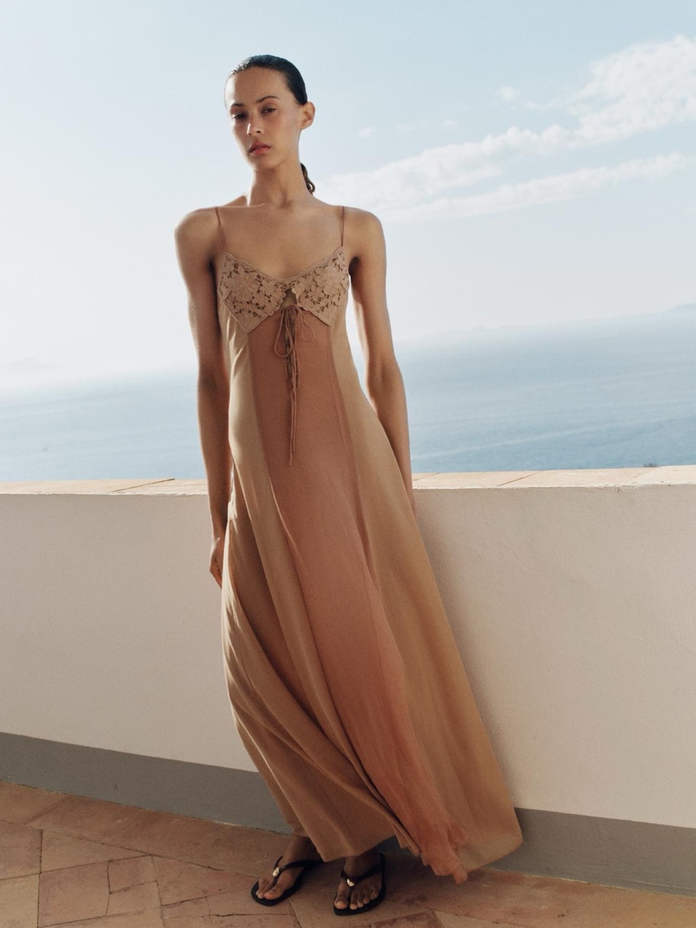BNWT Zara Combination Crochet Slip Maxi Dress